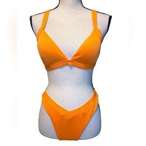 ORANGE high cut bikini NWOT